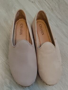 Charix Women's Leather Beige Slip-On Loafers Finely Artisan Crafted Y2K Coastal